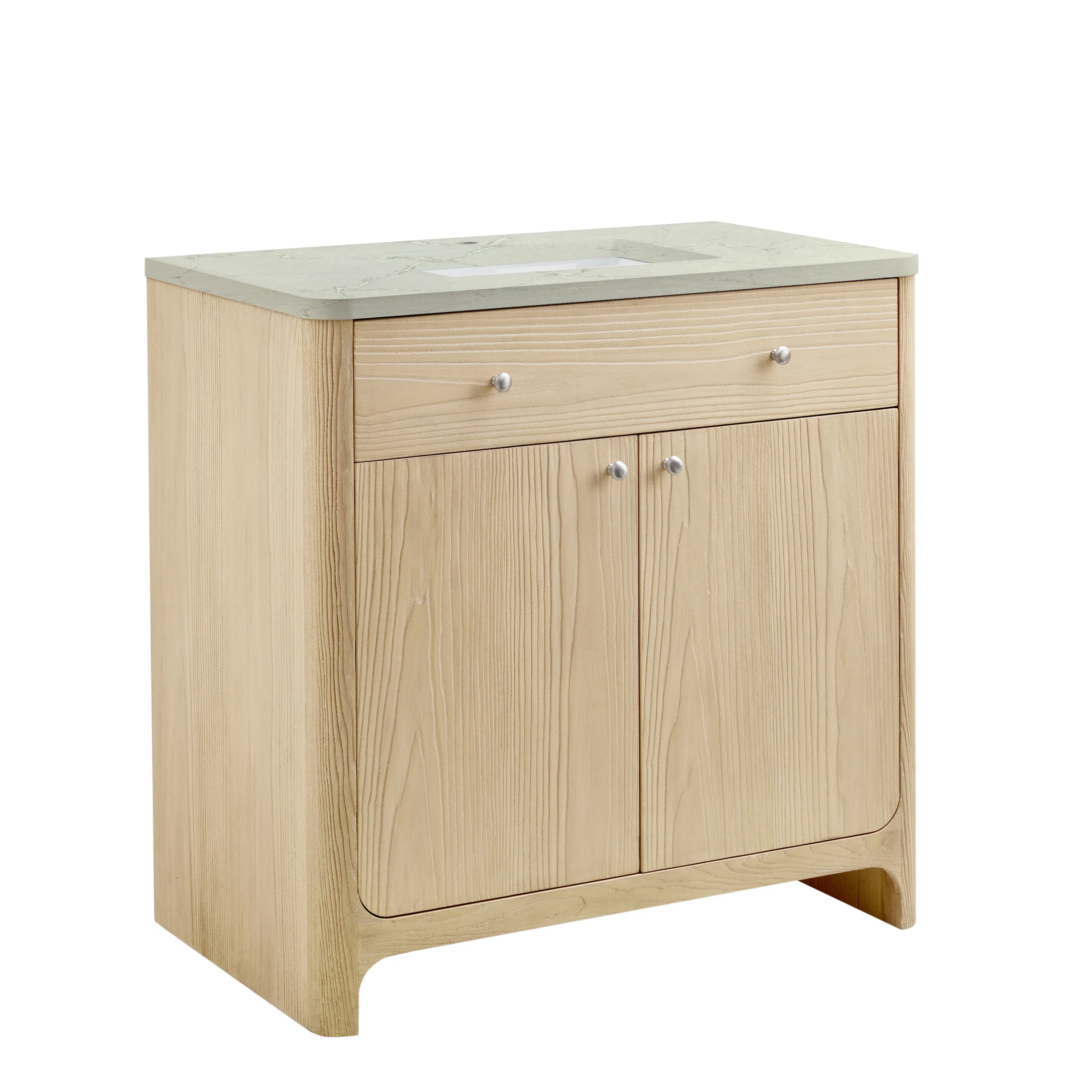 Gracyn 36" Single Vanity, Coastal Driftwood, w/ 3 CM Victorian Silver Quartz Top