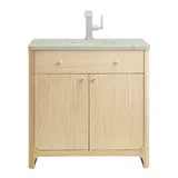 Gracyn 36" Single Vanity, Coastal Driftwood, w/ 3 CM Victorian Silver Quartz Top