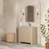 Gracyn 36" Single Vanity, Coastal Driftwood, w/ 3 CM Victorian Silver Quartz Top
