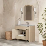 Gracyn 36" Single Vanity, Coastal Driftwood, w/ 3 CM Victorian Silver Quartz Top