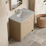 Gracyn 36" Single Vanity, Coastal Driftwood, w/ 3 CM Victorian Silver Quartz Top
