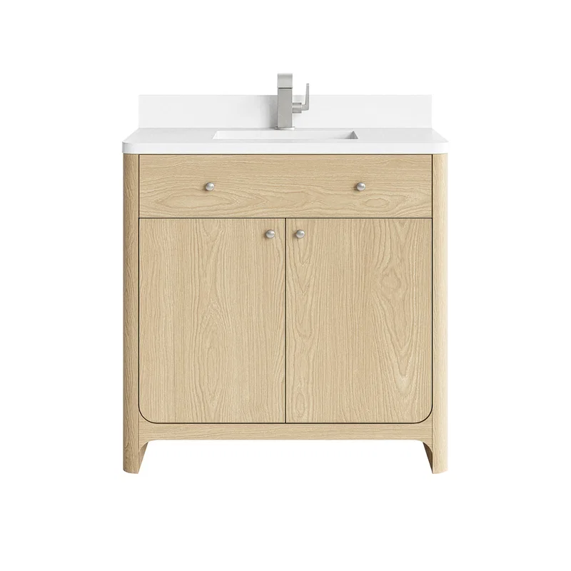 Gracyn 36" Single Vanity, Coastal Driftwood, w/ 3 CM White Zeus Quartz Top