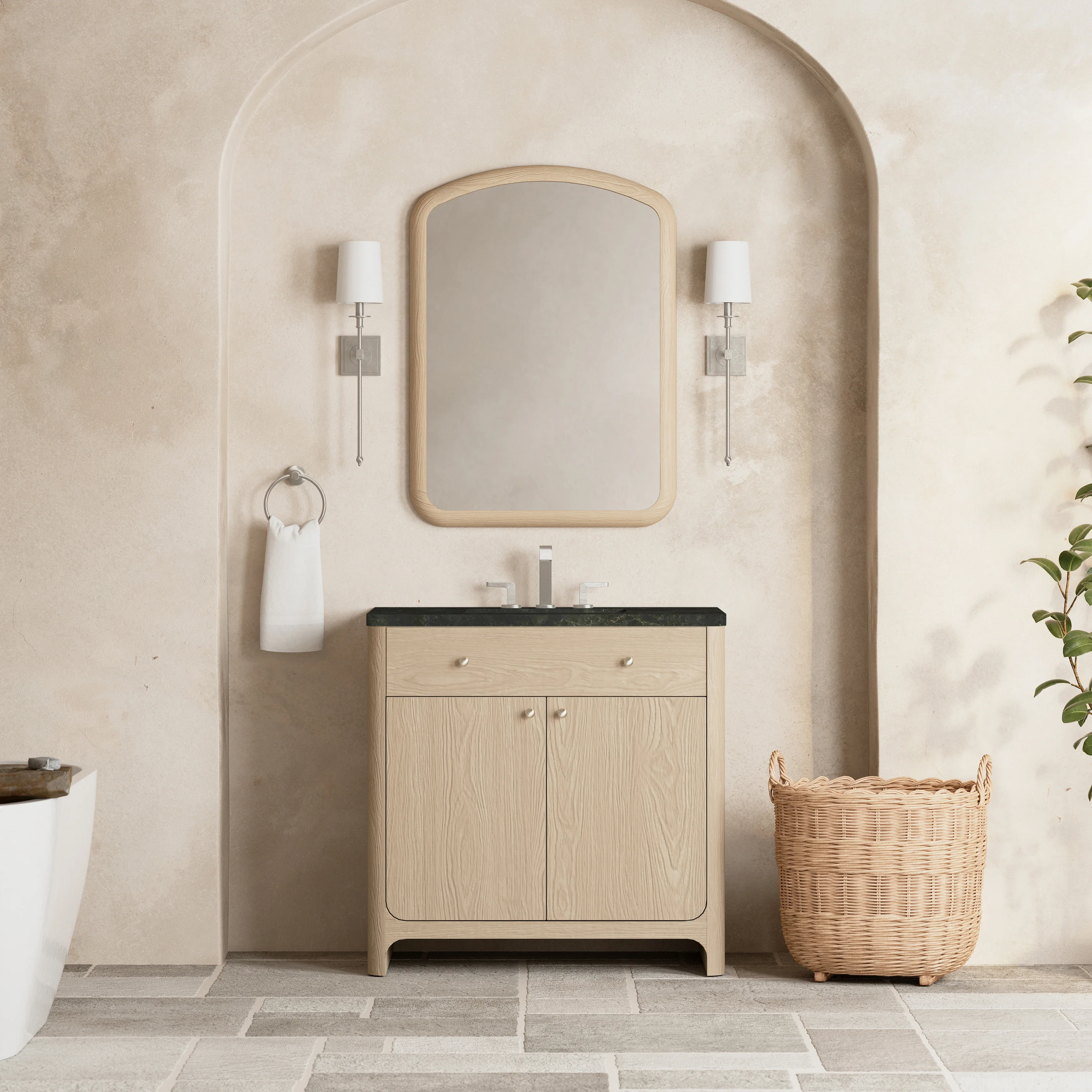 Gracyn 36" Single Vanity, Coastal Driftwood, w/ 3 CM Phantome Eclos Widespread Top