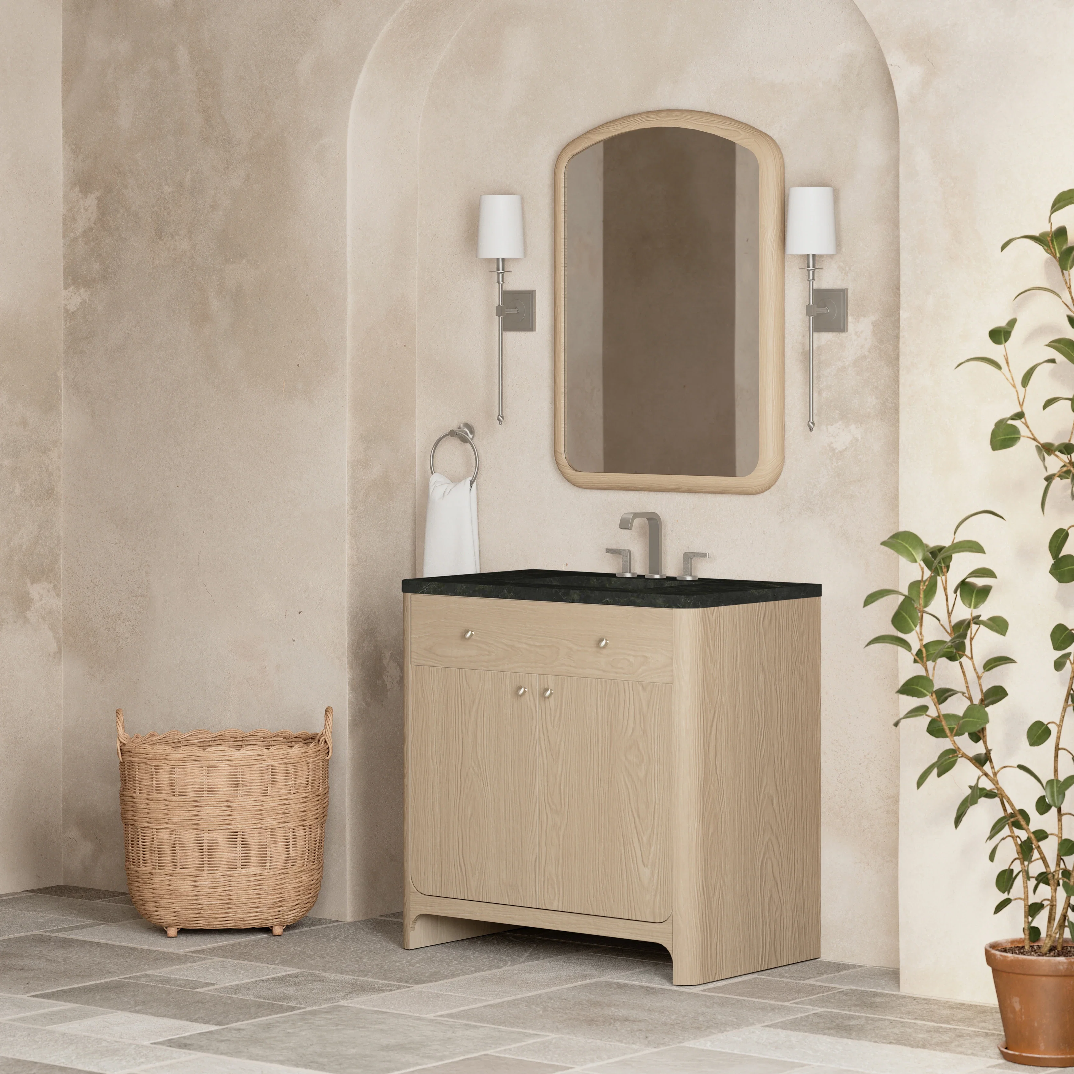 Gracyn 36" Single Vanity, Coastal Driftwood, w/ 3 CM Phantome Eclos Widespread Top