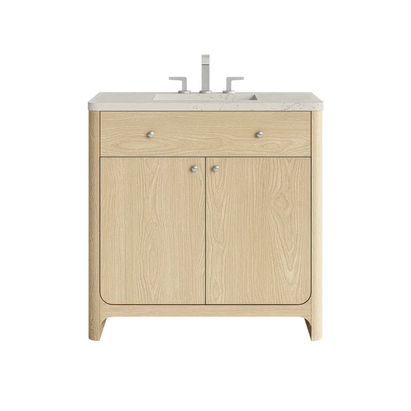 Gracyn 36" Single Vanity, Coastal Driftwood, w/ 3 CM Siberian Silestone Widespread Top