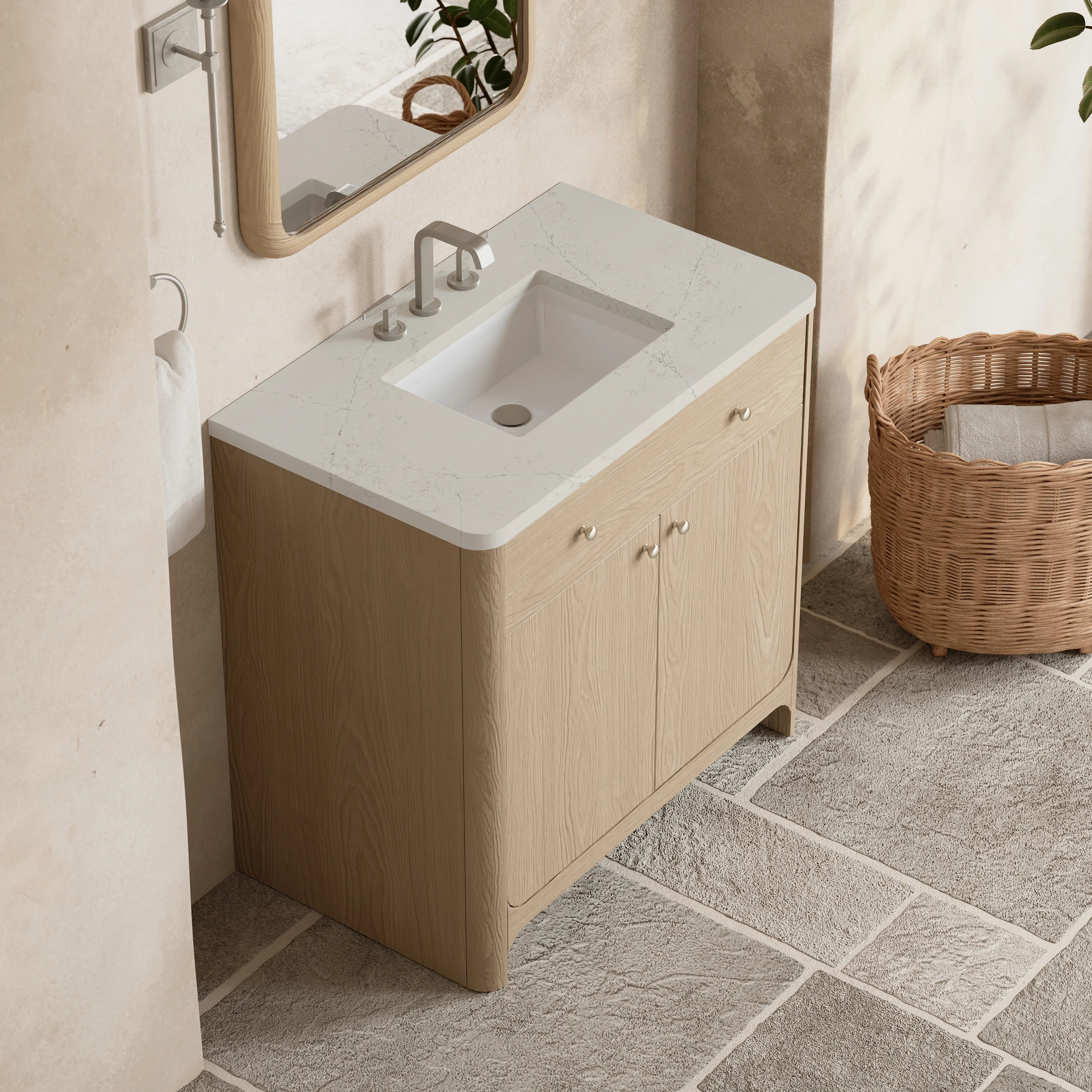 Gracyn 36" Single Vanity, Coastal Driftwood, w/ 3 CM Siberian Silestone Widespread Top
