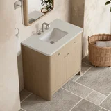 Gracyn 36" Single Vanity, Coastal Driftwood, w/ 3 CM Siberian Silestone Widespread Top
