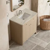 Gracyn 36" Single Vanity, Coastal Driftwood, w/ 3 CM Tajnar Eclos Widespread Top