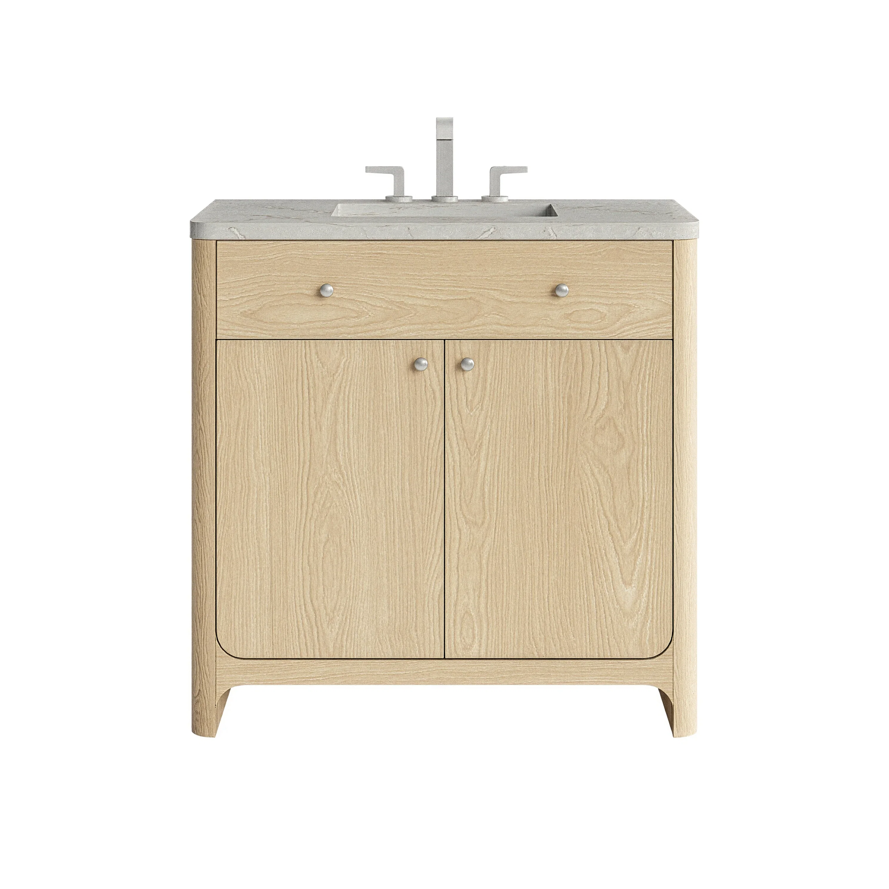 Gracyn 36" Single Vanity, Coastal Driftwood, w/ 3 CM Victorian Silver Quartz Widespread Top