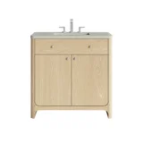 Gracyn 36" Single Vanity, Coastal Driftwood, w/ 3 CM Victorian Silver Quartz Widespread Top
