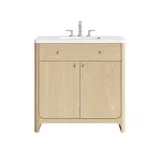 Gracyn 36" Single Vanity, Coastal Driftwood, w/ 3 CM White Zeus Quartz Widespread Top