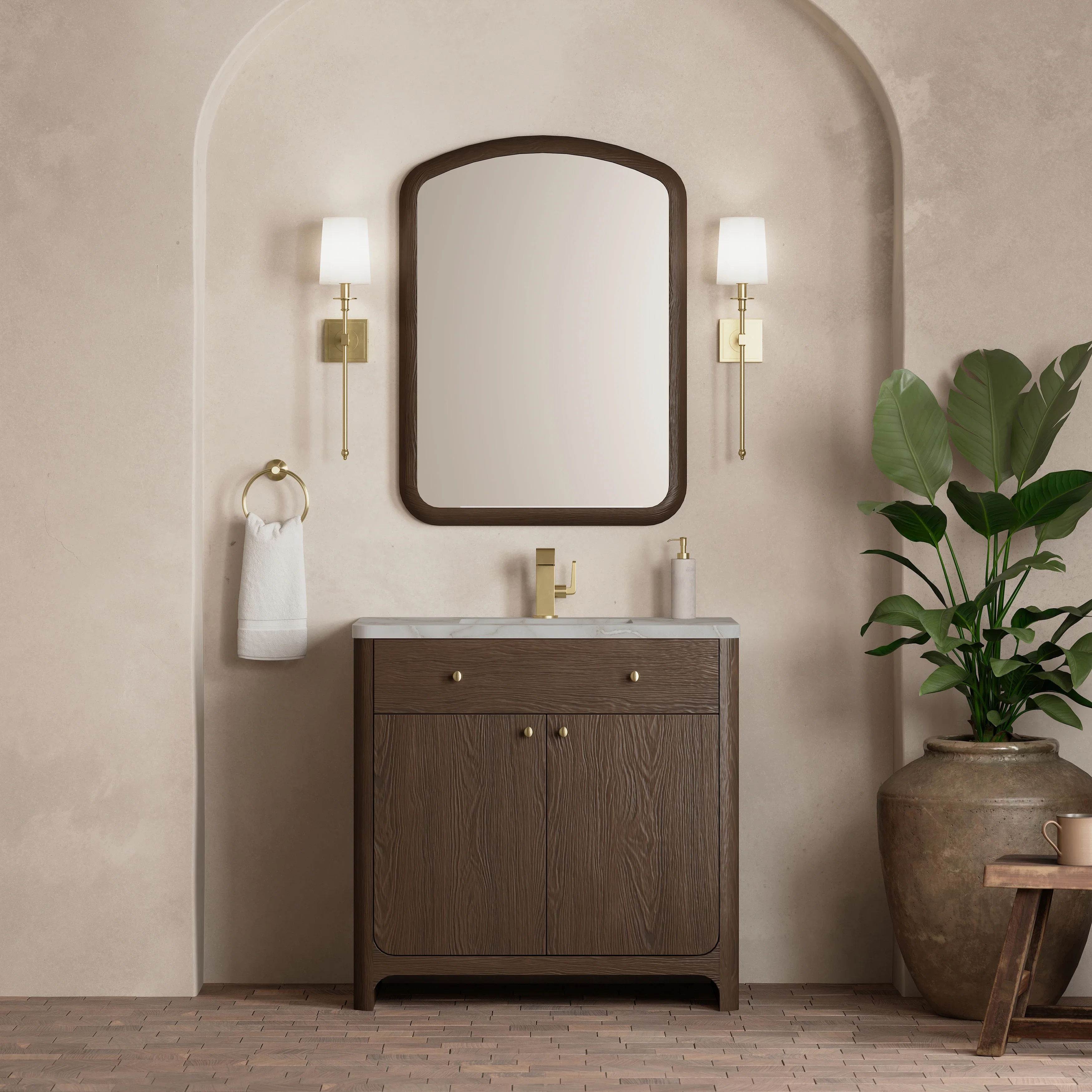 Gracyn 36" Single Vanity, Sable, w/ 3 CM Victorian Silver Quartz Top