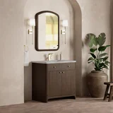 Gracyn 36" Single Vanity, Sable, w/ 3 CM Victorian Silver Quartz Top