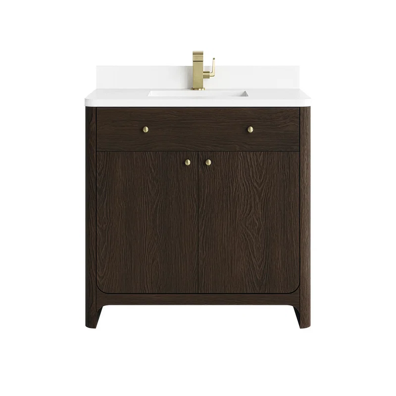 Gracyn 36" Single Vanity, Sable, w/ 3 CM White Zeus Quartz Top