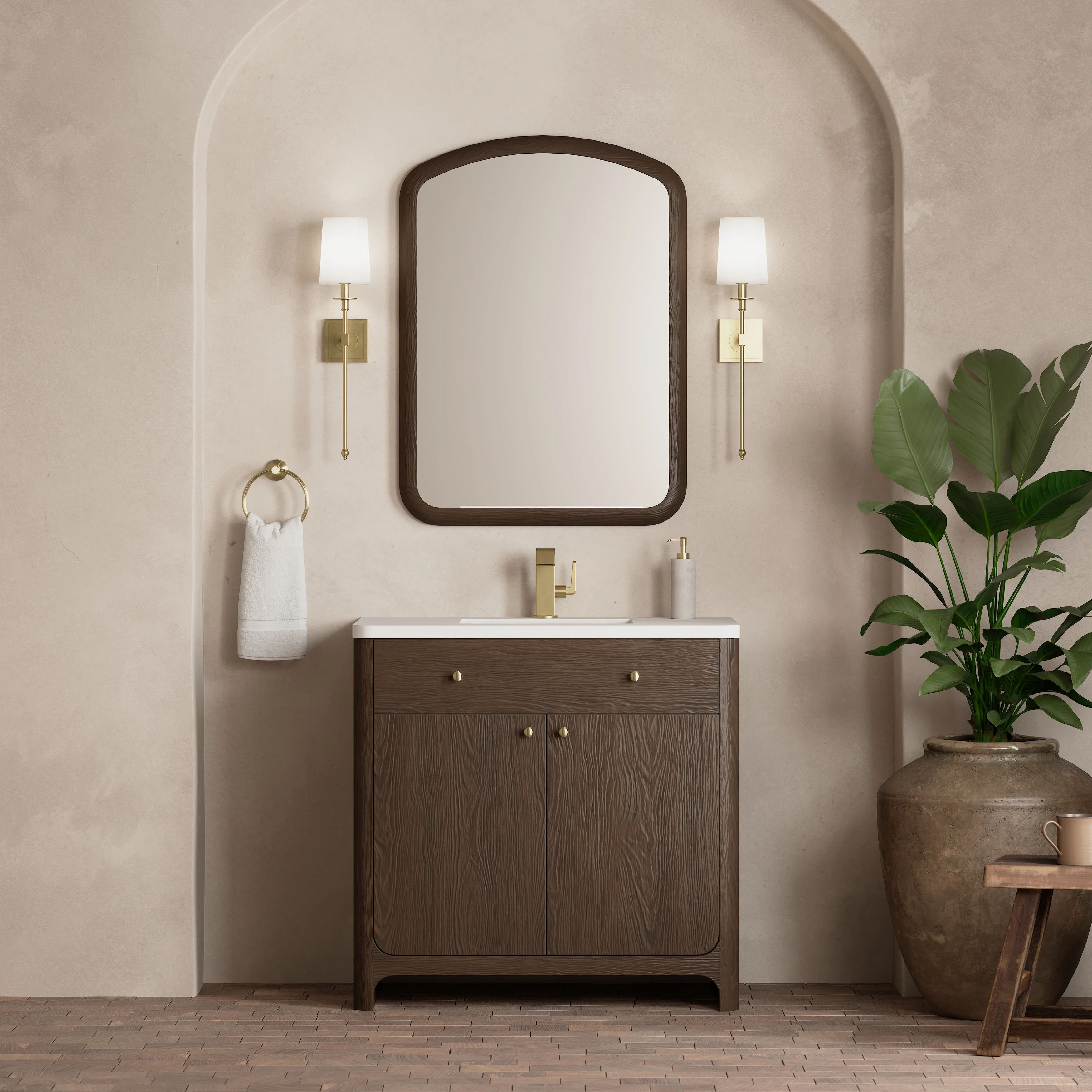 Gracyn 36" Single Vanity, Sable, w/ 3 CM White Zeus Quartz Top