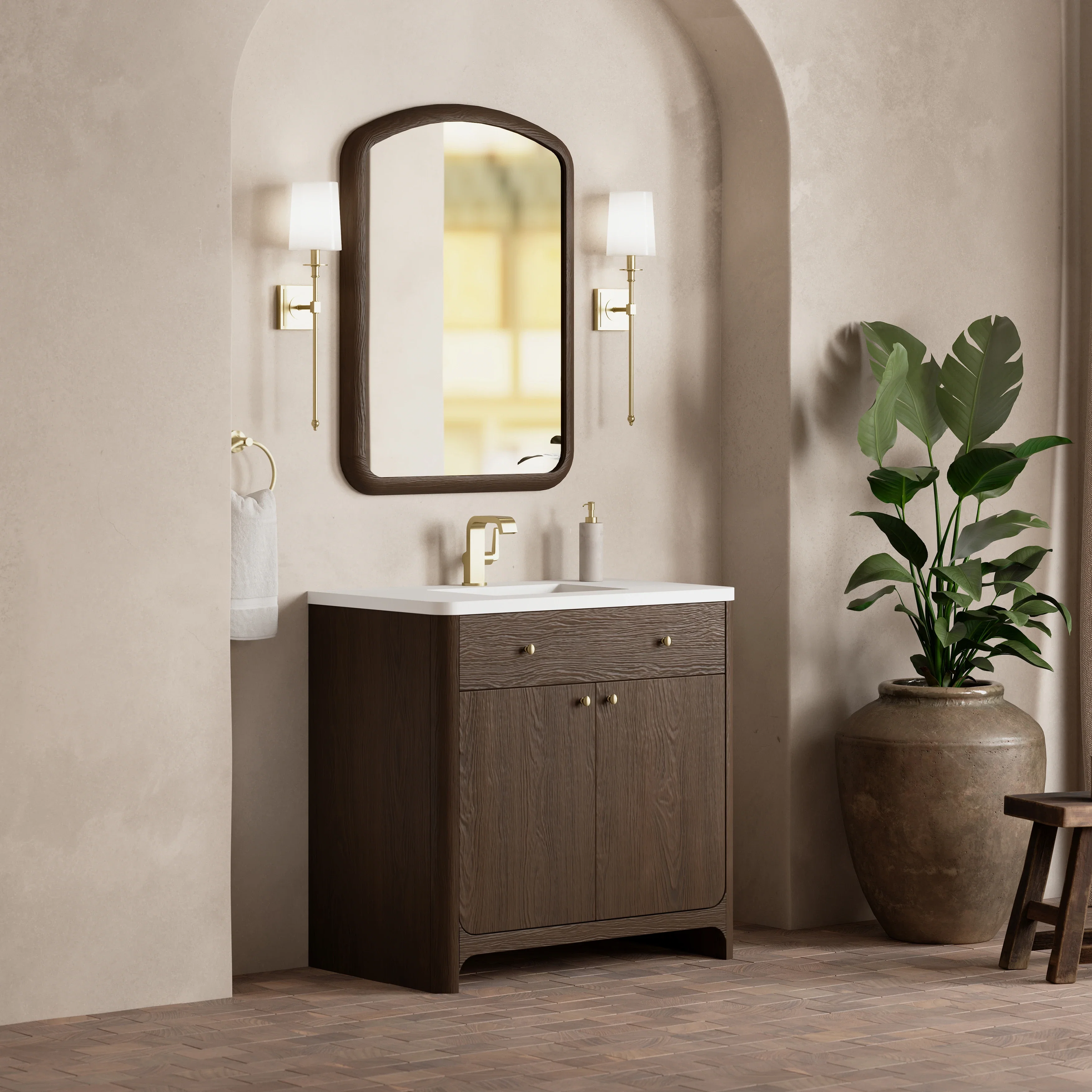 Gracyn 36" Single Vanity, Sable, w/ 3 CM White Zeus Quartz Top