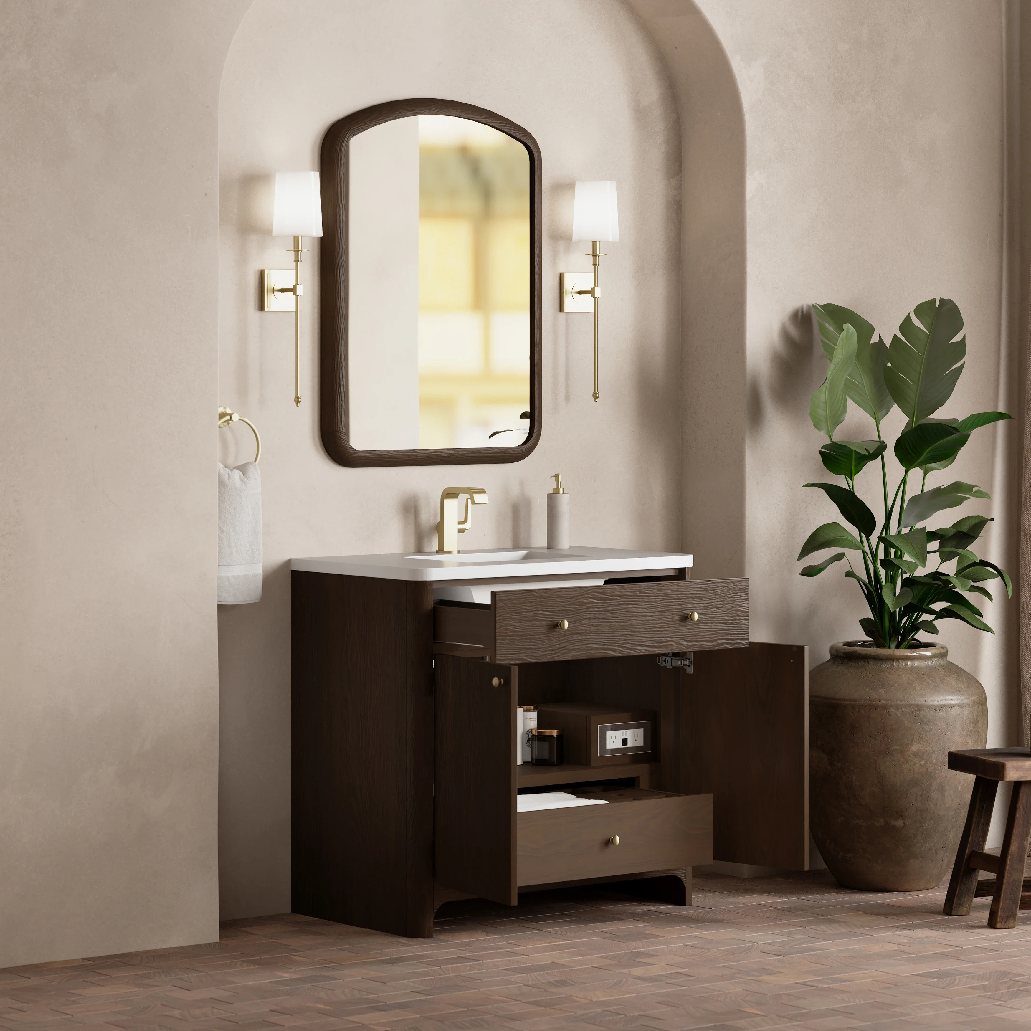 Gracyn 36" Single Vanity, Sable, w/ 3 CM White Zeus Quartz Top