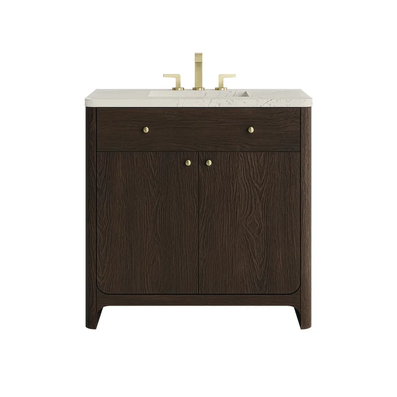 Gracyn 36" Single Vanity, Sable, w/ 3 CM Siberian Silestone Widespread Top