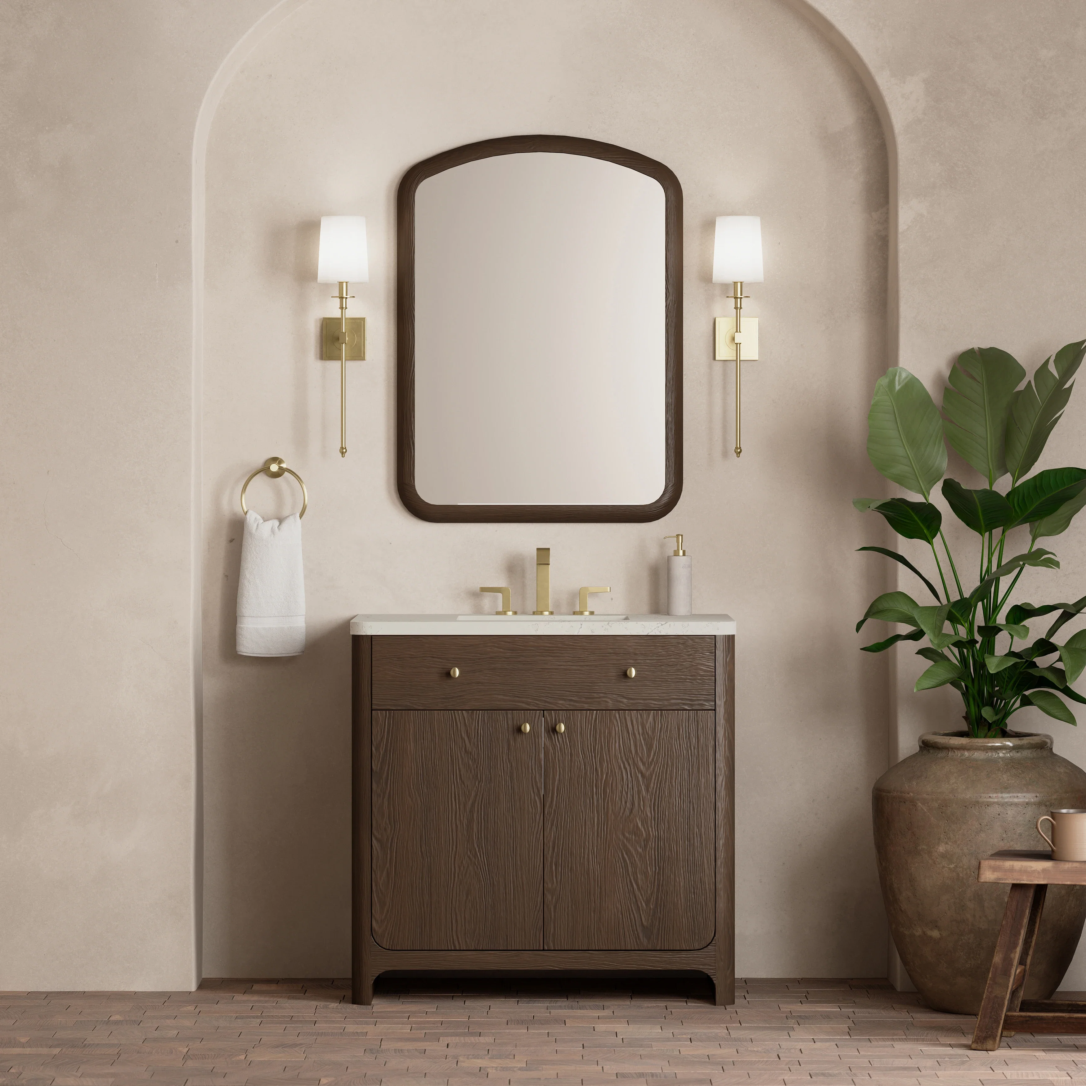Gracyn 36" Single Vanity, Sable, w/ 3 CM Siberian Silestone Widespread Top