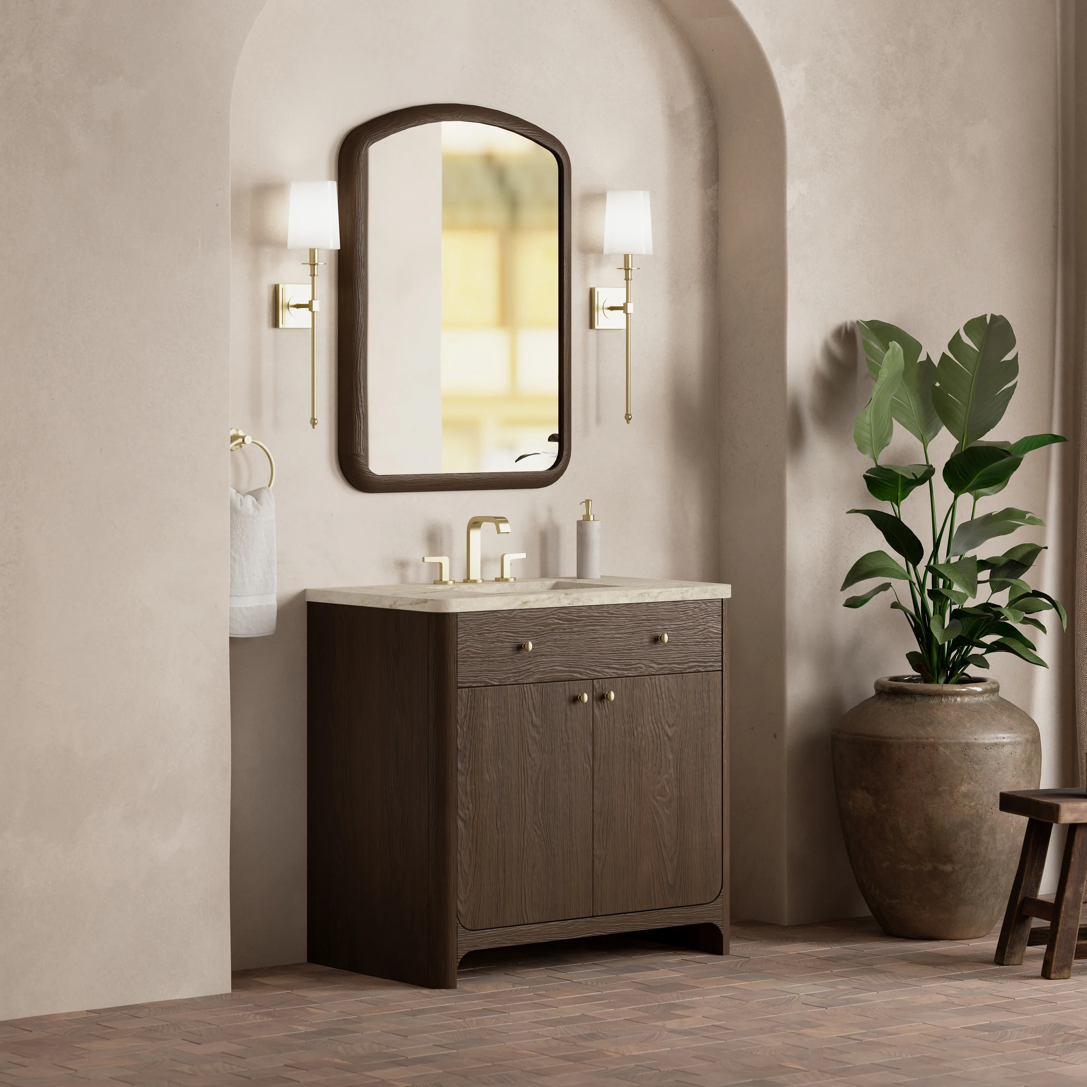 Gracyn 36" Single Vanity, Sable, w/ 3 CM Tajnar Eclos Widespread Top