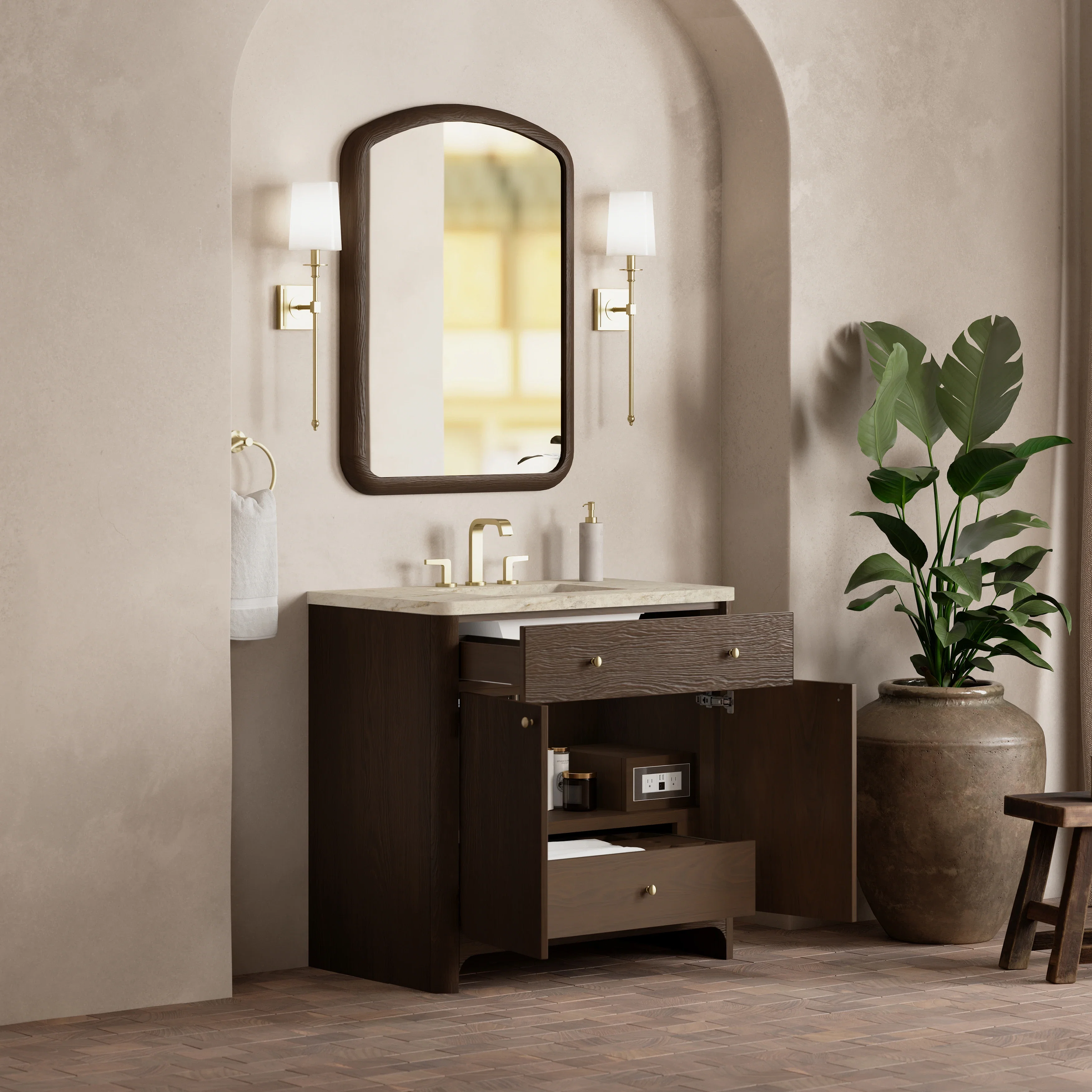 Gracyn 36" Single Vanity, Sable, w/ 3 CM Tajnar Eclos Widespread Top