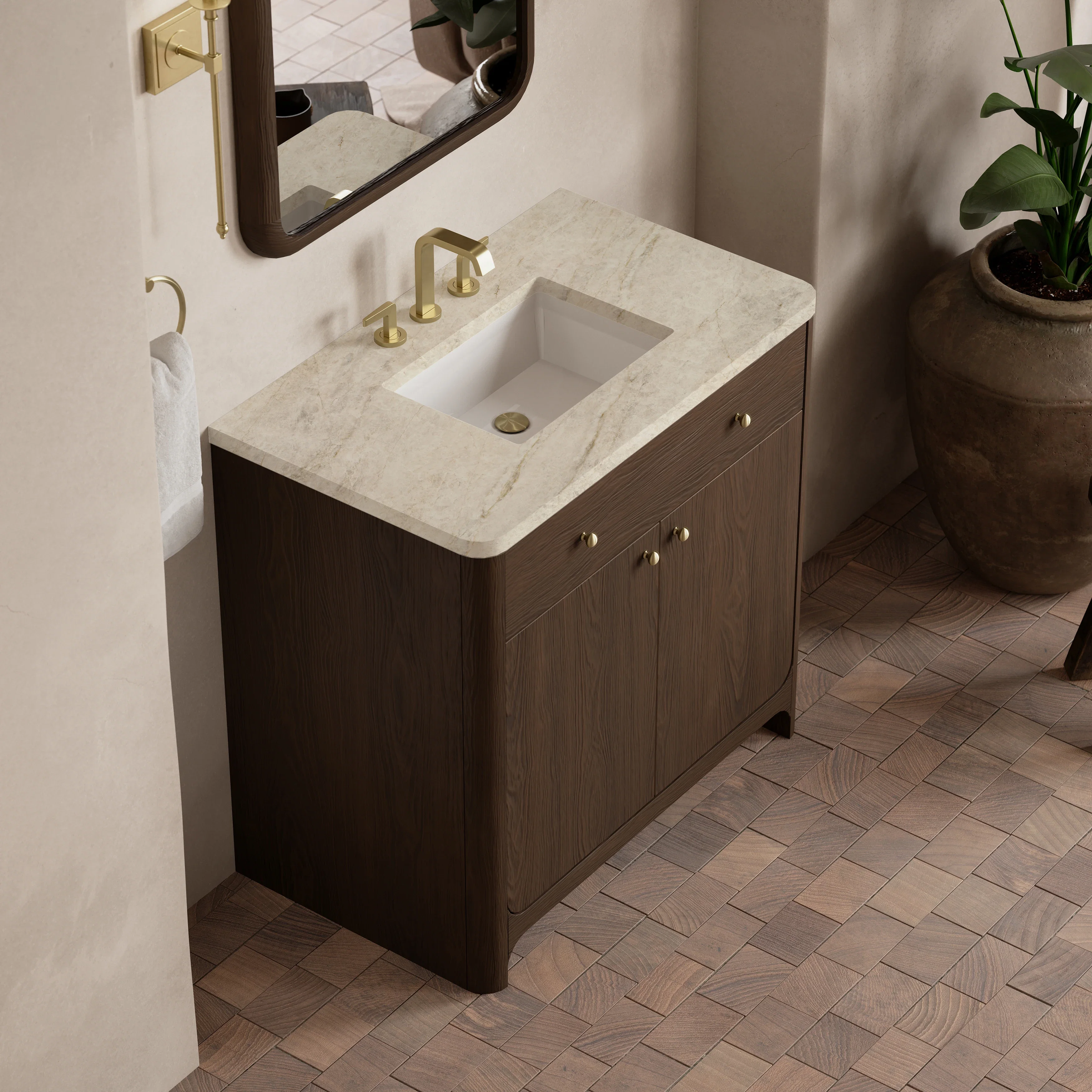 Gracyn 36" Single Vanity, Sable, w/ 3 CM Tajnar Eclos Widespread Top