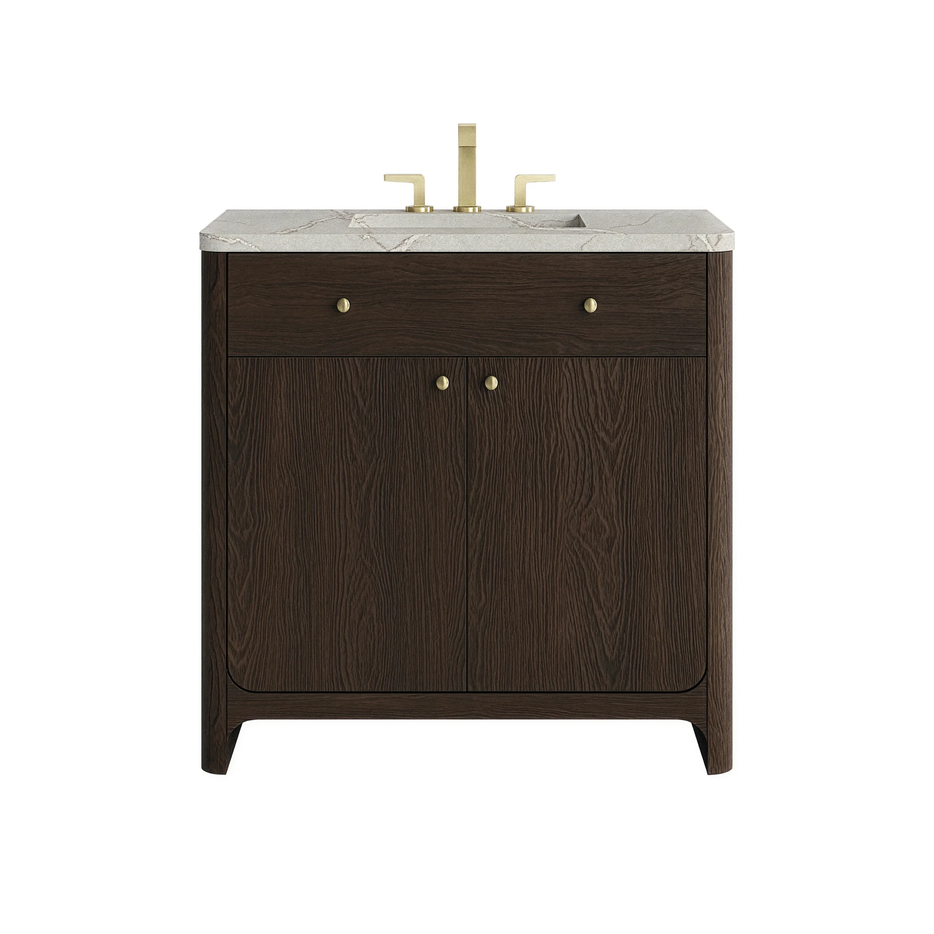 Gracyn 36" Single Vanity, Sable, w/ 3 CM Victorian Silver Quartz Widespread Top