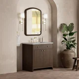 Gracyn 36" Single Vanity, Sable, w/ 3 CM Victorian Silver Quartz Widespread Top