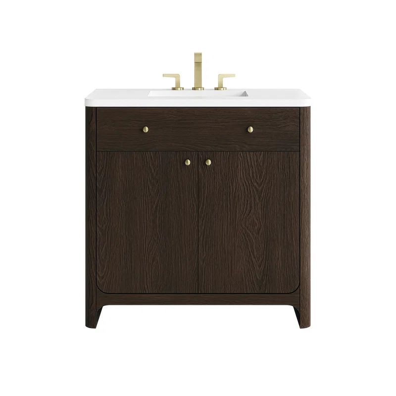 Gracyn 36" Single Vanity, Sable, w/ 3 CM White Zeus Quartz Widespread Top