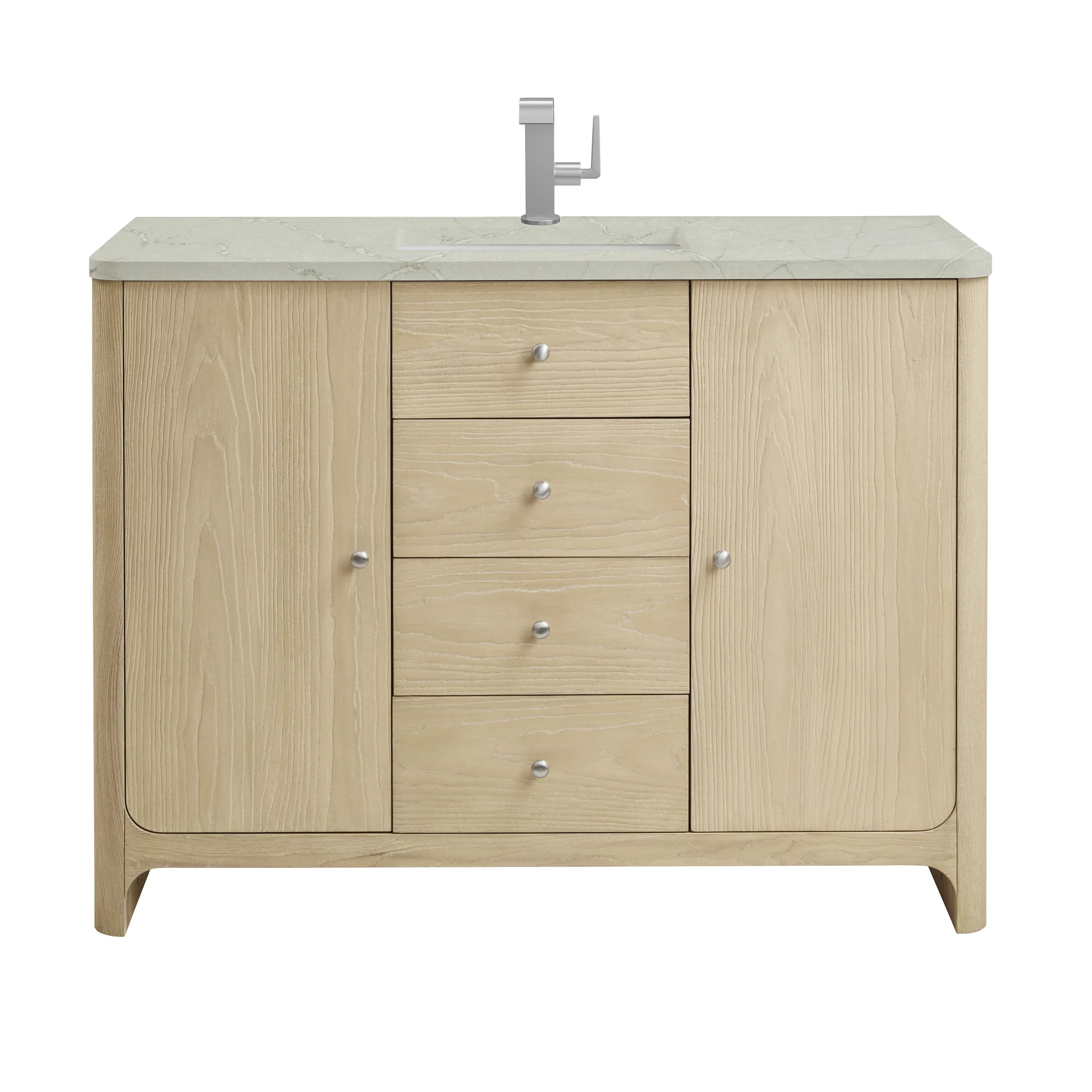 Gracyn 48" Single Vanity, Coastal Driftwood, w/ 3 CM Victorian Silver Quartz Top