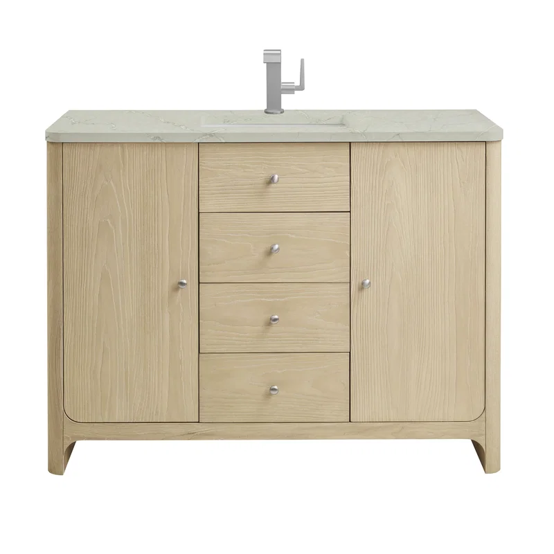 Gracyn 48" Single Vanity, Coastal Driftwood, w/ 3 CM Victorian Silver Quartz Top