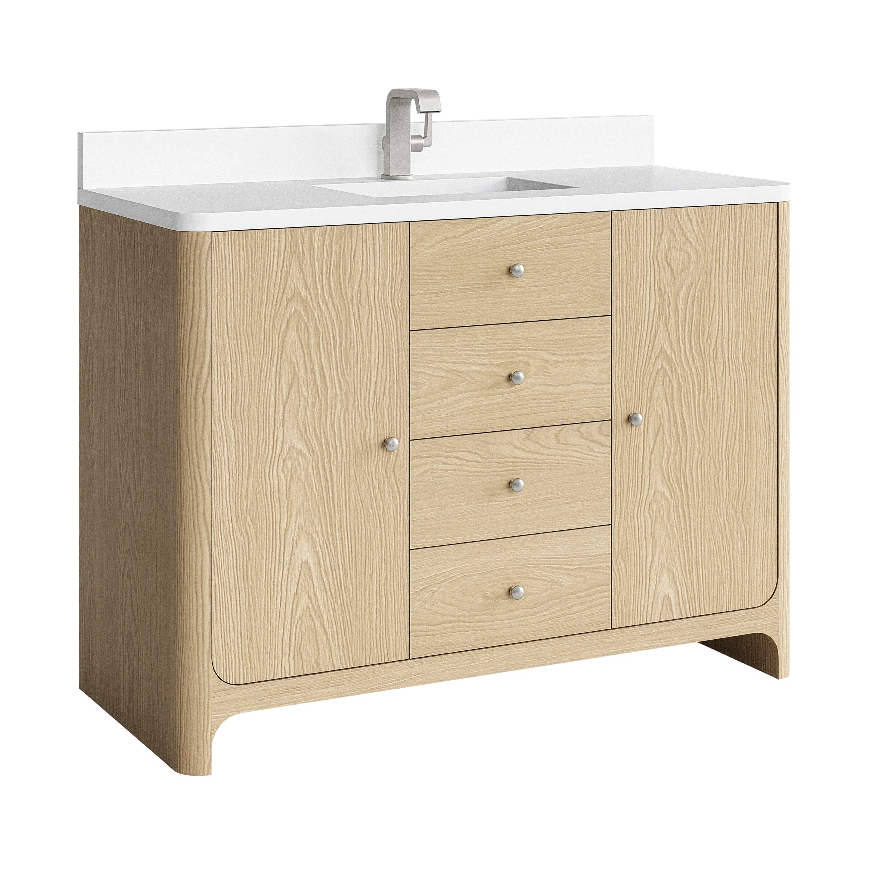 Gracyn 48" Single Vanity, Coastal Driftwood, w/ 3 CM White Zeus Quartz Top