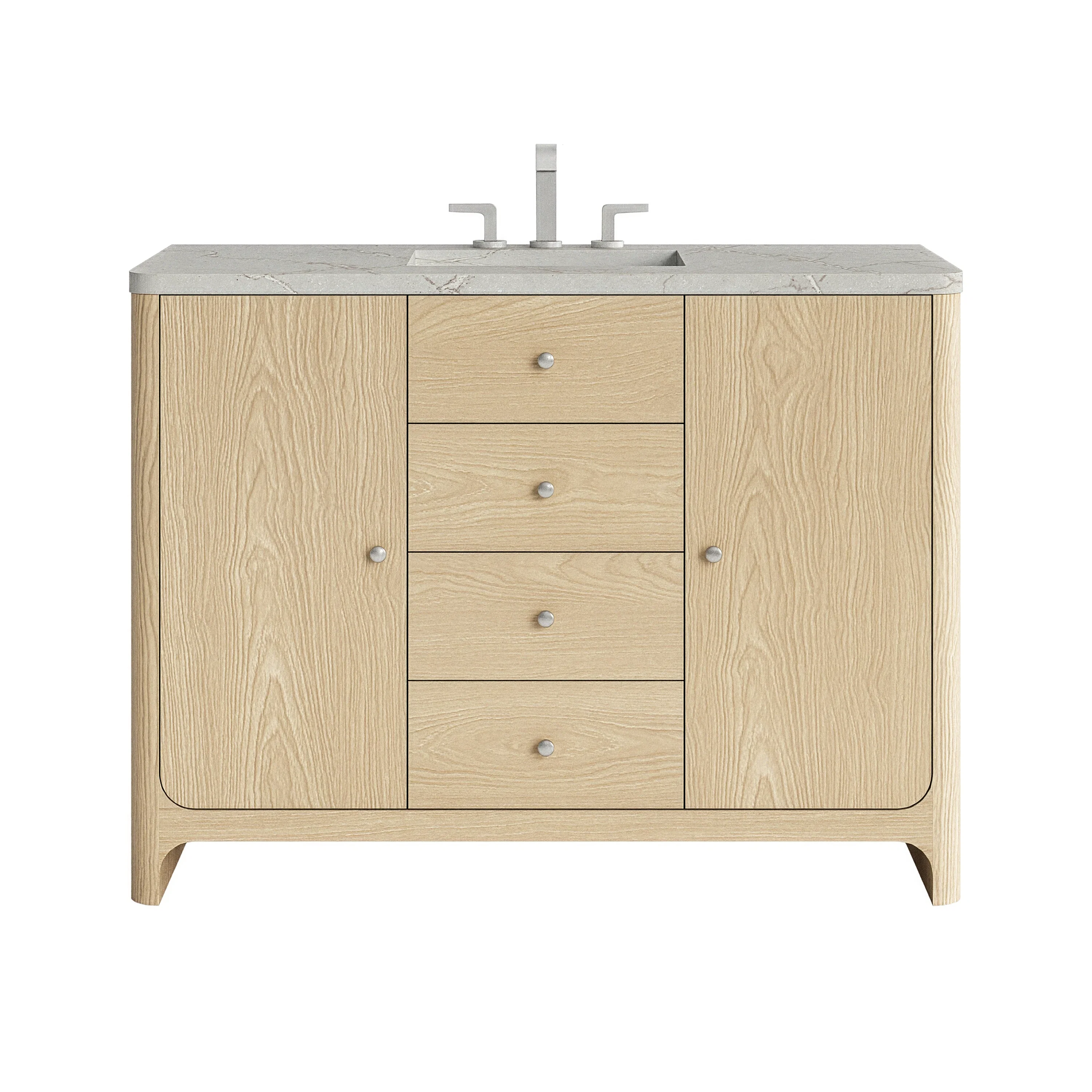 Gracyn 48" Single Vanity, Coastal Driftwood, w/ 3 CM Victorian Silver Silestone Top w/ FreePower Wireless Charger