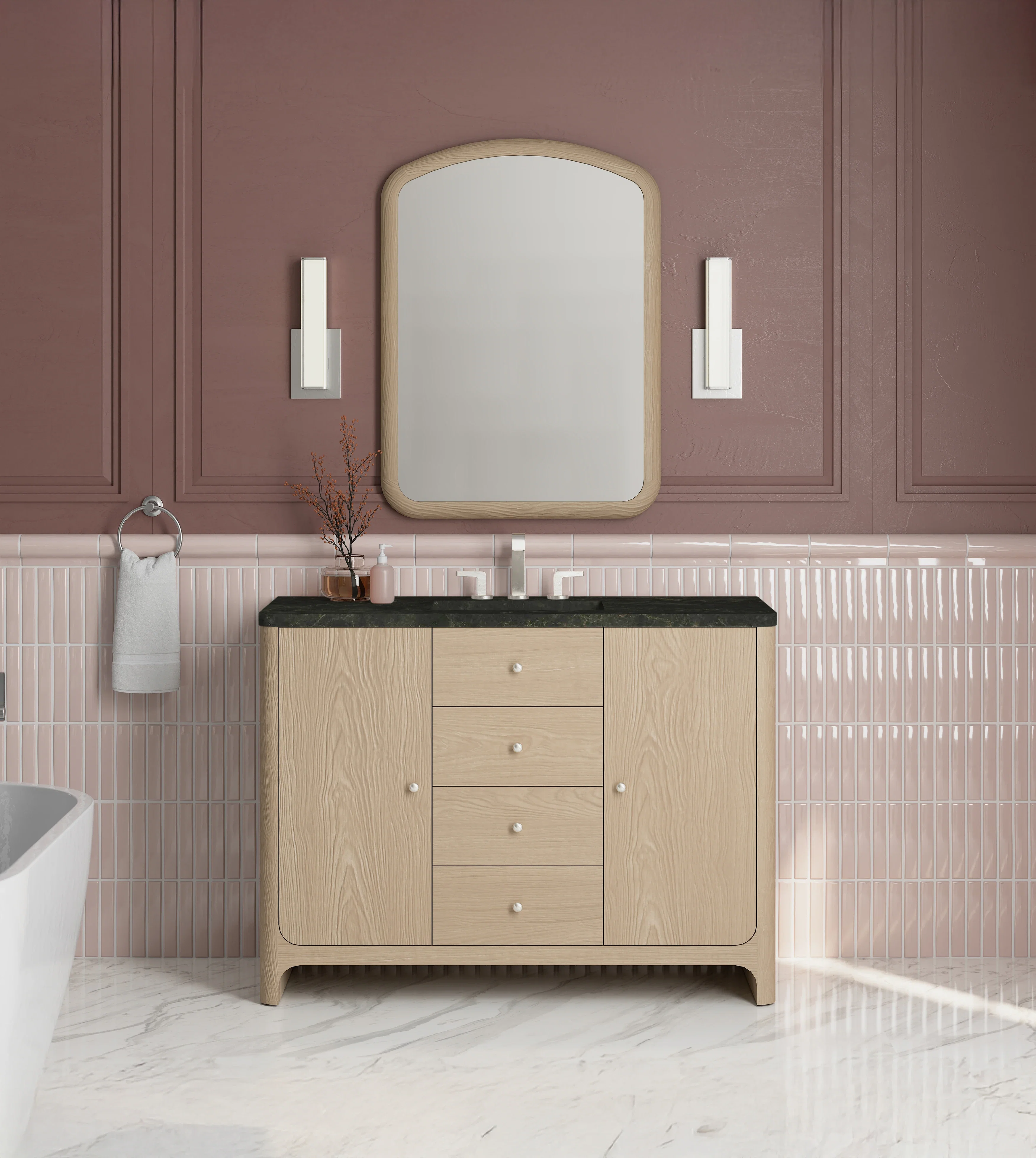 Gracyn 48" Single Vanity, Coastal Driftwood, w/ 3 CM Phantome Eclos Widespread Top