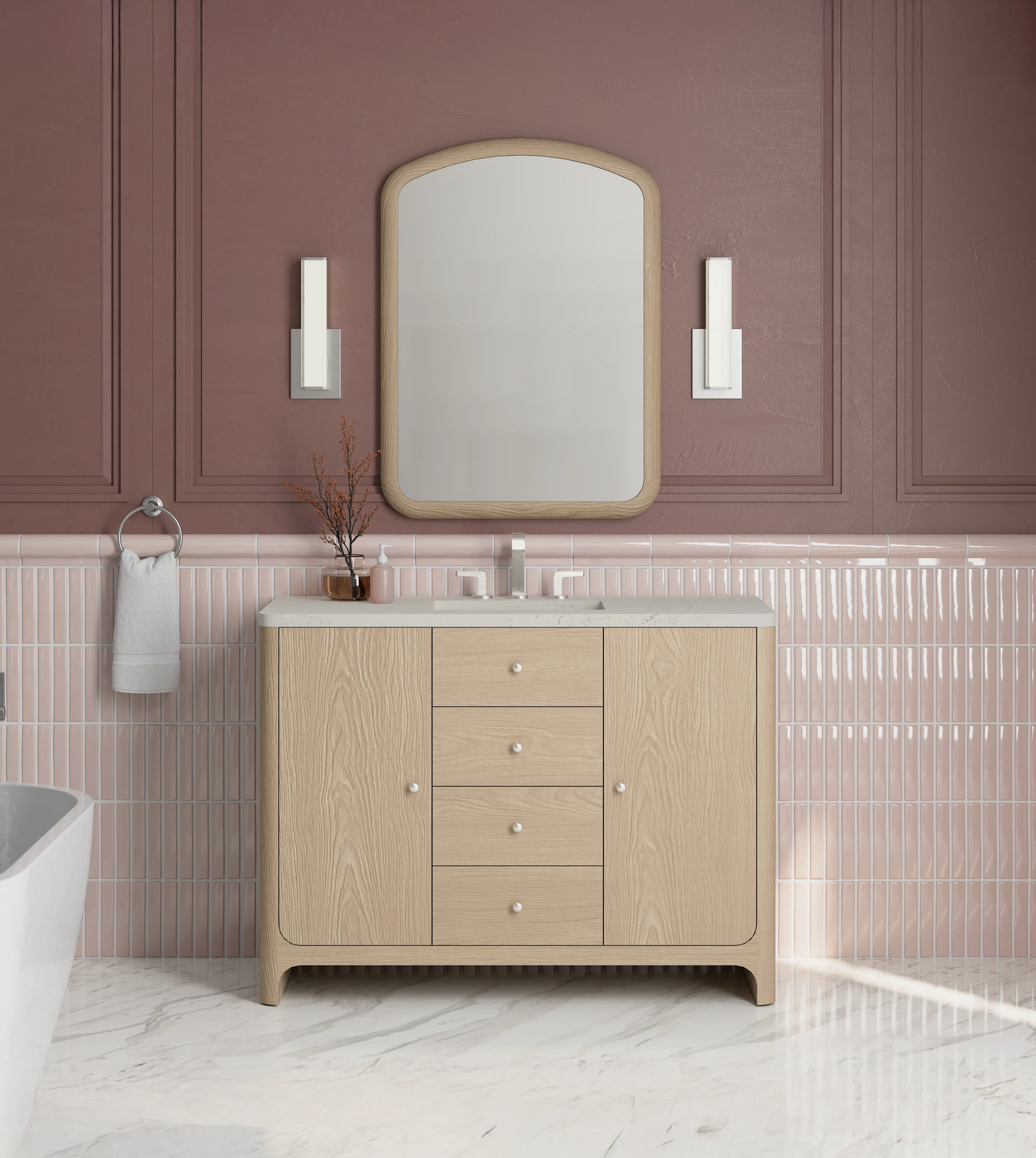 Gracyn 48" Single Vanity, Coastal Driftwood, w/ 3 CM Siberian Silestone Widespread Top