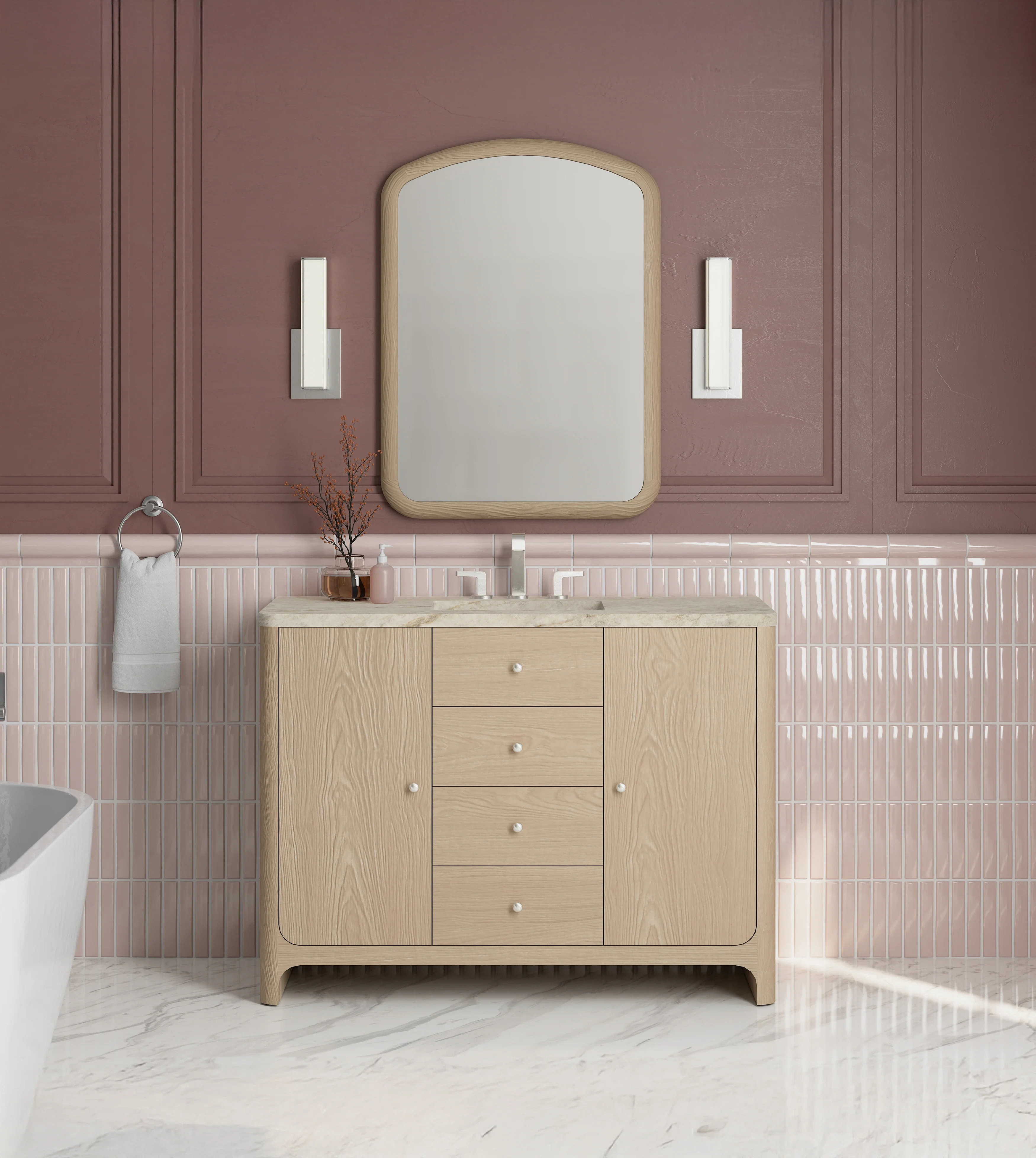 Gracyn 48" Single Vanity, Coastal Driftwood, w/ 3 CM Tajnar Eclos Widespread Top
