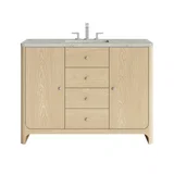 Gracyn 48" Single Vanity, Coastal Driftwood, w/ 3 CM Victorian Silver Quartz Widespread Top