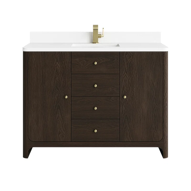 Gracyn 48" Single Vanity, Sable, w/ 3 CM White Zeus Quartz Top