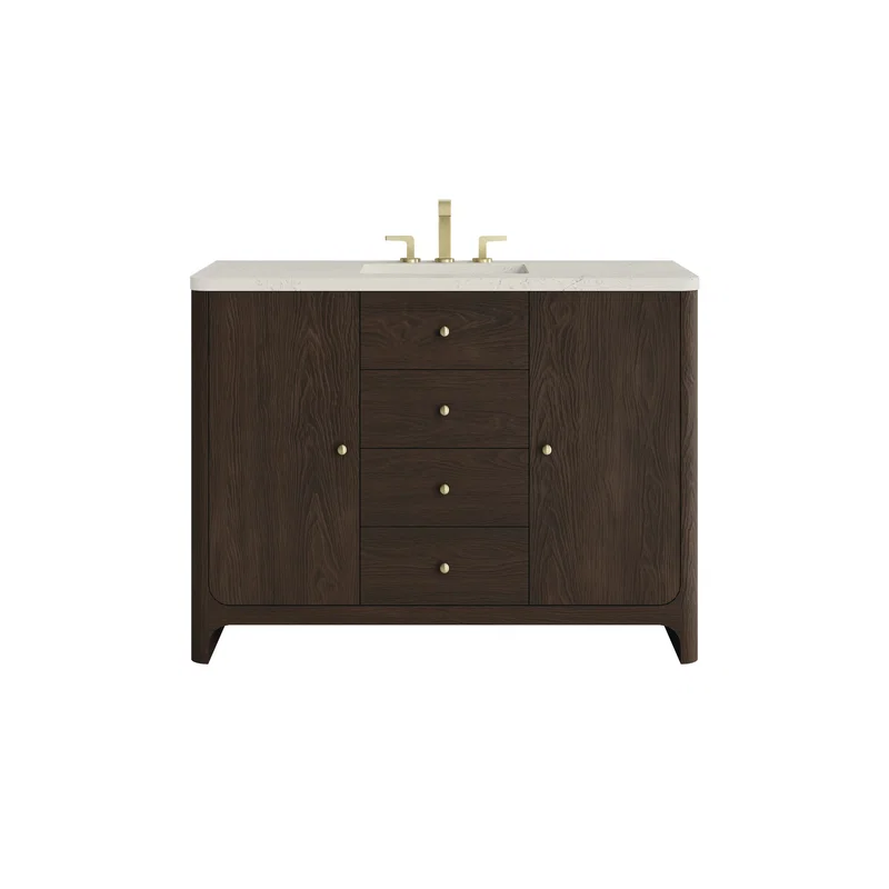 Gracyn 48" Single Vanity, Sable, w/ 3 CM Siberian Silestone Widespread Top