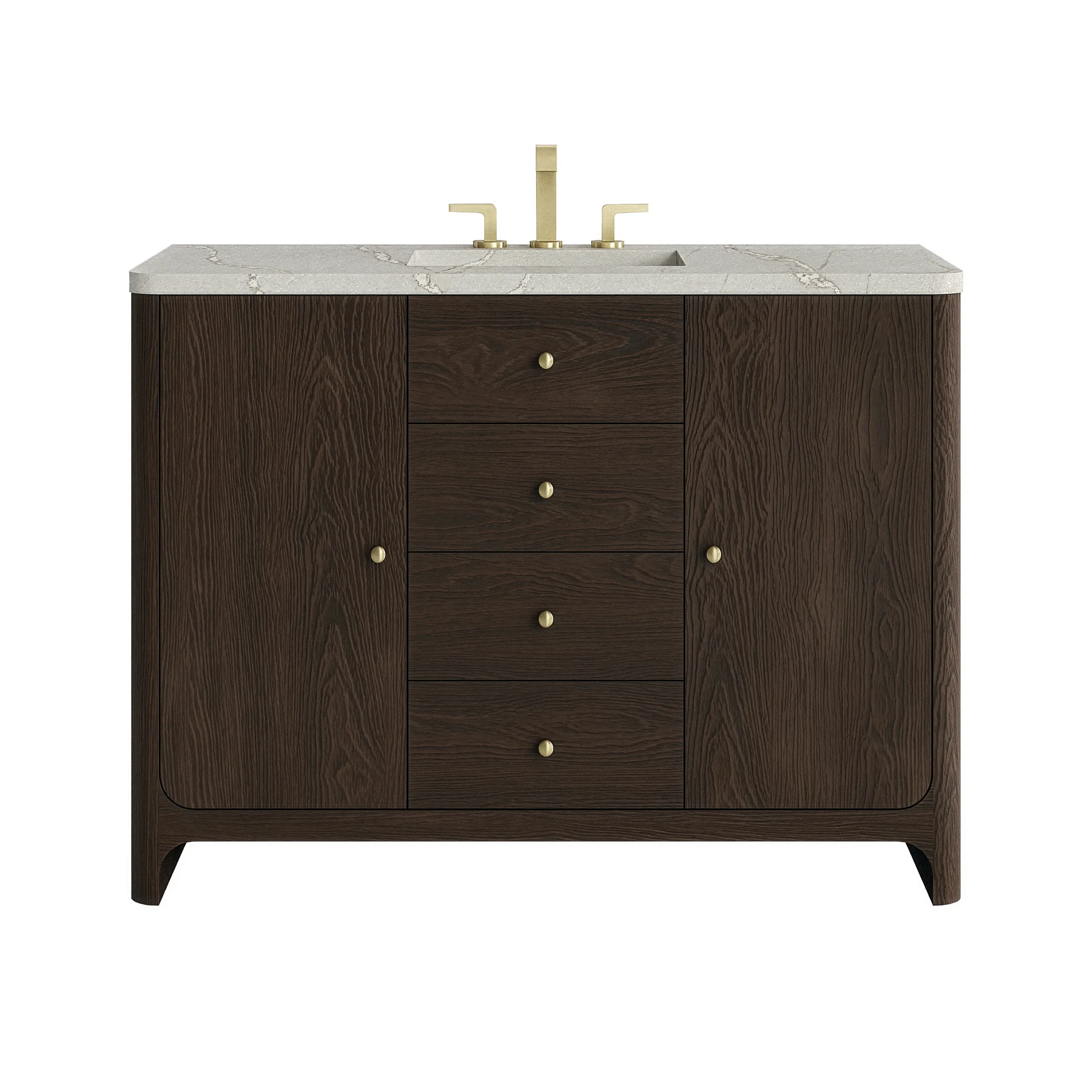 Gracyn 48" Single Vanity, Sable, w/ 3 CM Victorian Silver Quartz Widespread Top
