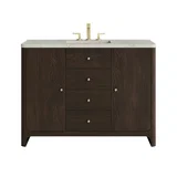 Gracyn 48" Single Vanity, Sable, w/ 3 CM Victorian Silver Quartz Widespread Top