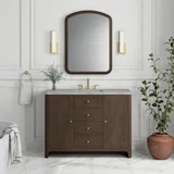 Gracyn 48" Single Vanity, Sable, w/ 3 CM Victorian Silver Quartz Widespread Top