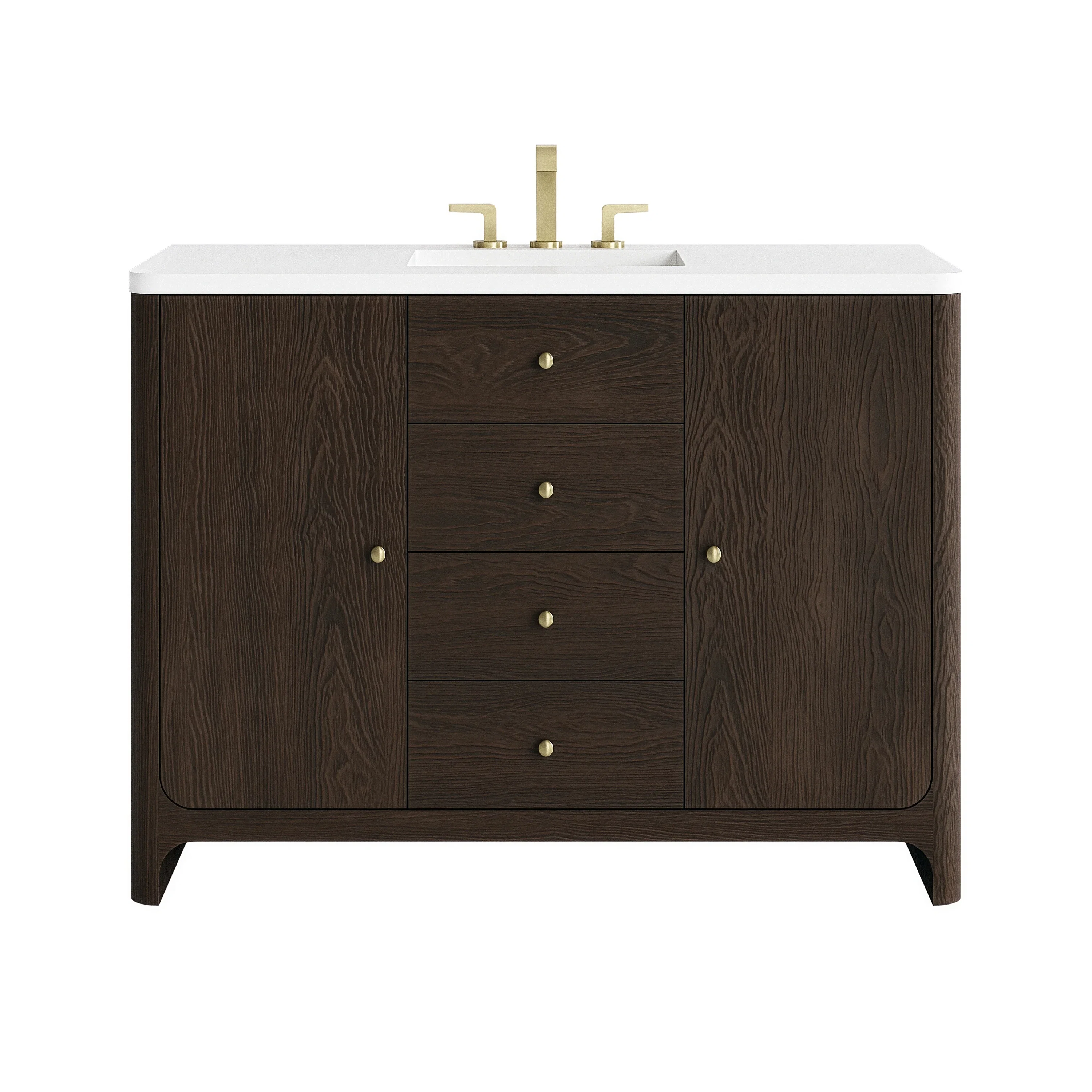 Gracyn 48" Single Vanity, Sable, w/ 3 CM White Zeus Quartz Widespread Top