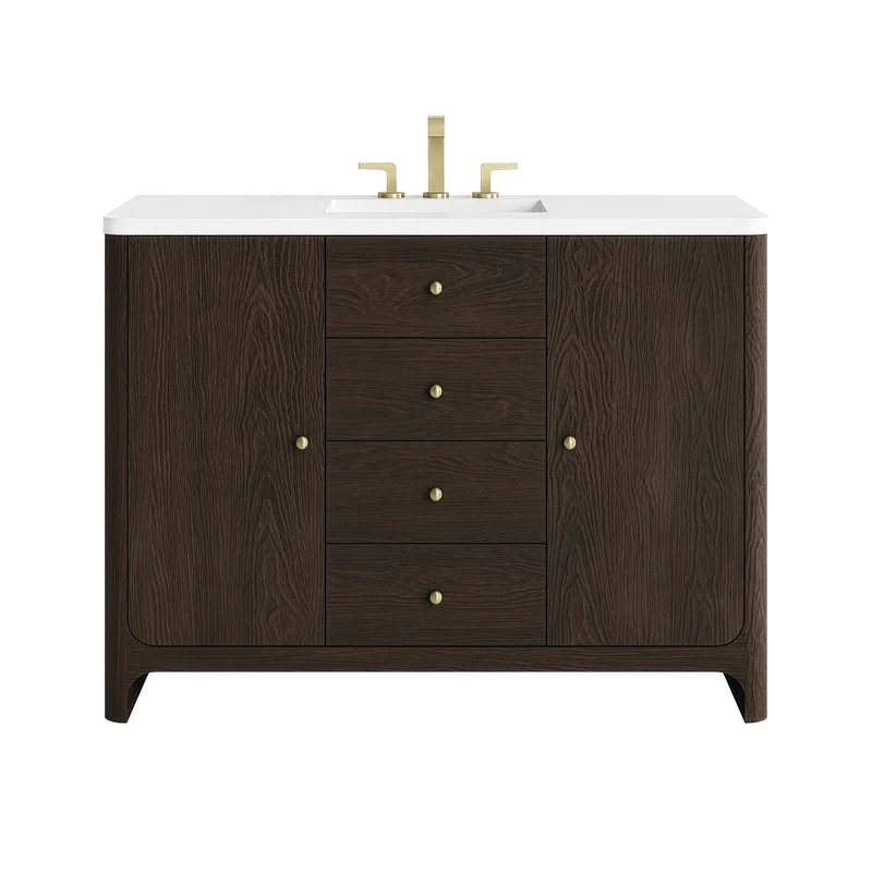 Gracyn 48" Single Vanity, Sable, w/ 3 CM White Zeus Quartz Widespread Top