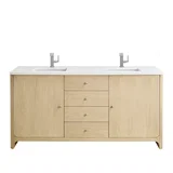 Gracyn 72" Double Vanity, Coastal Driftwood, w/ 3 CM White Zeus Quartz Top