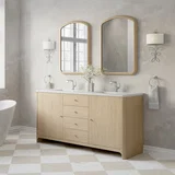 Gracyn 72" Double Vanity, Coastal Driftwood, w/ 3 CM White Zeus Quartz Top