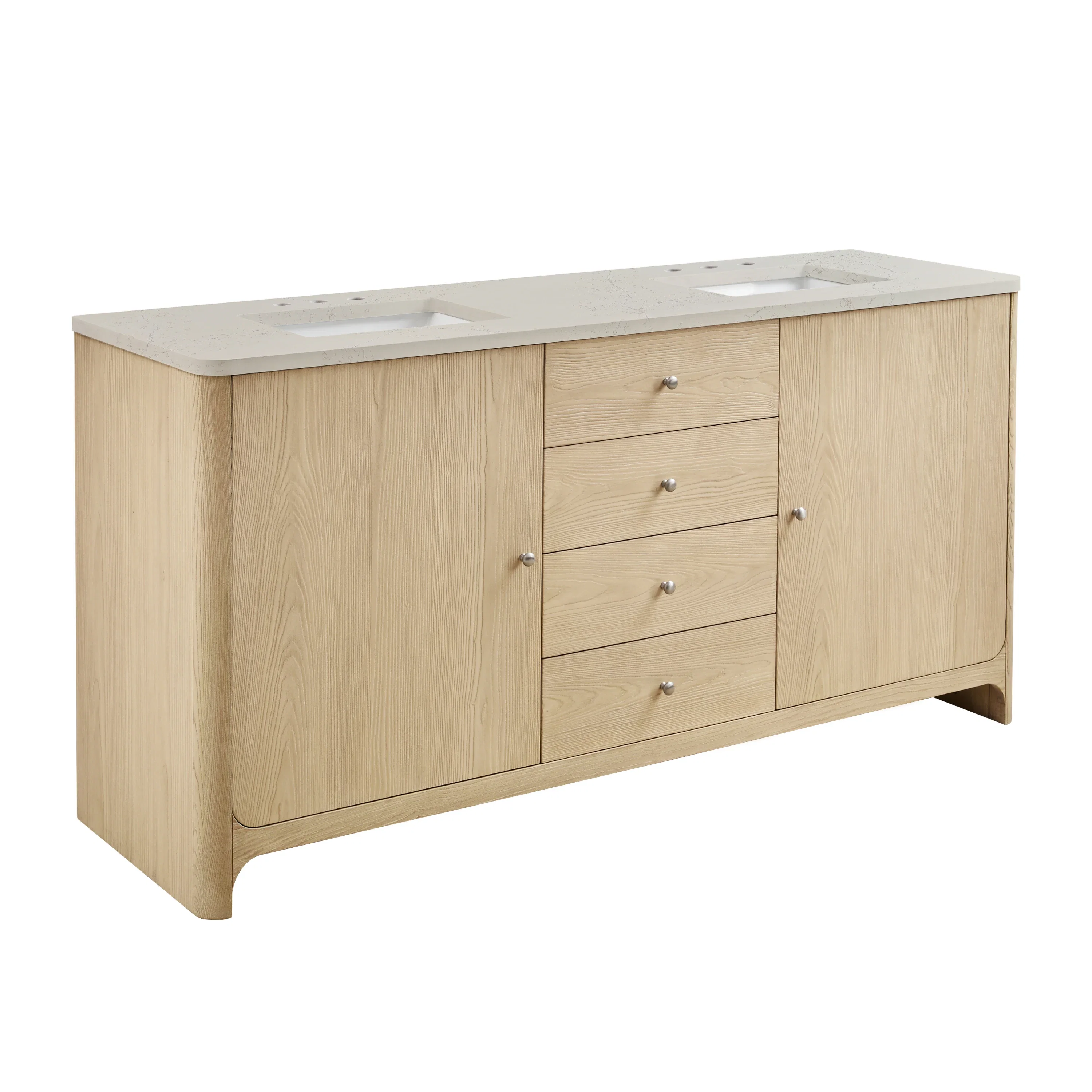 Gracyn 72" Double Vanity, Coastal Driftwood, w/ 3 CM Siberian Silestone Top w/FreePower Wireless Charger