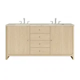 Gracyn 72" Double Vanity, Coastal Driftwood, w/ 3 CM Tajnar Eclos Top w/FreePower Wireless Charger