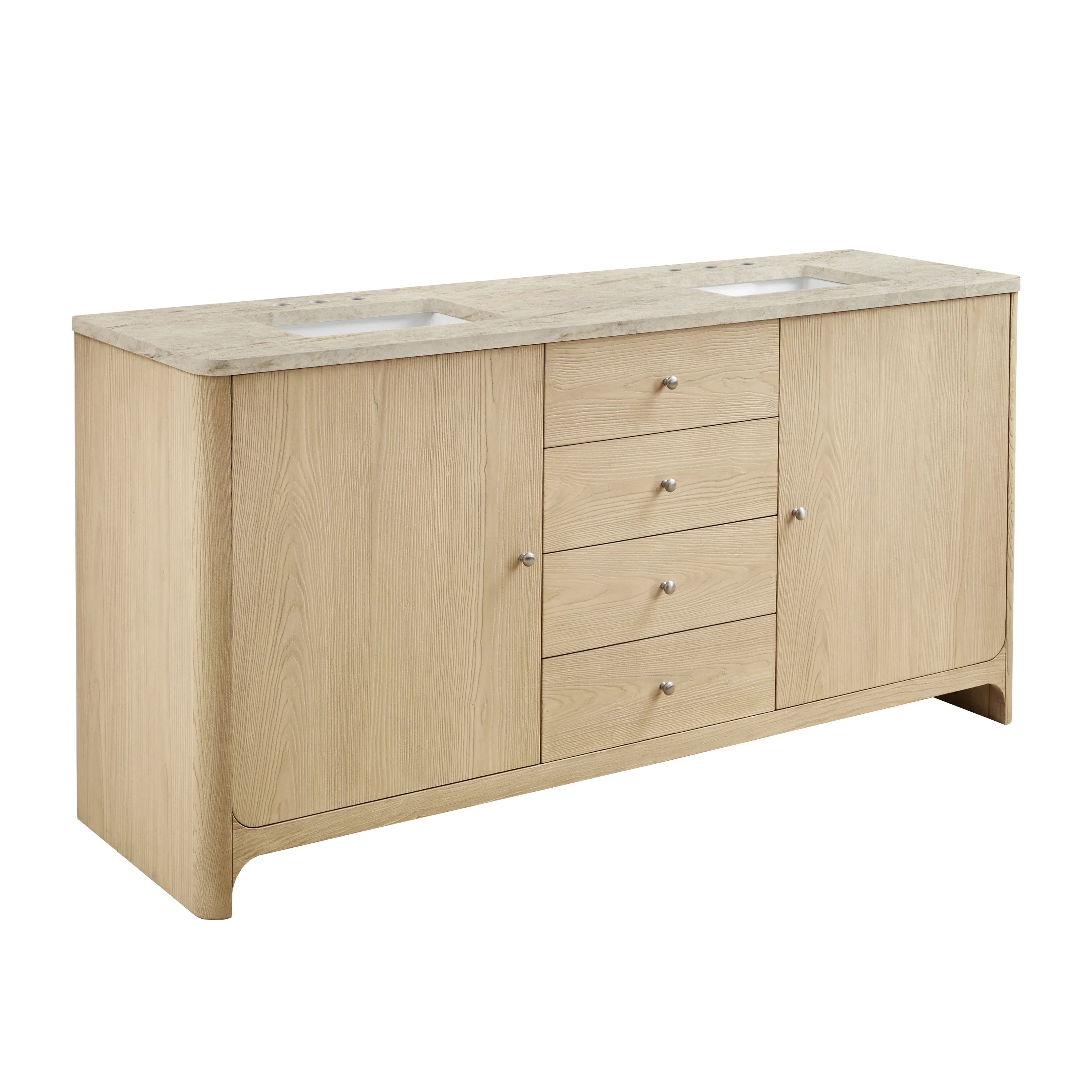 Gracyn 72" Double Vanity, Coastal Driftwood, w/ 3 CM Tajnar Eclos Top w/FreePower Wireless Charger