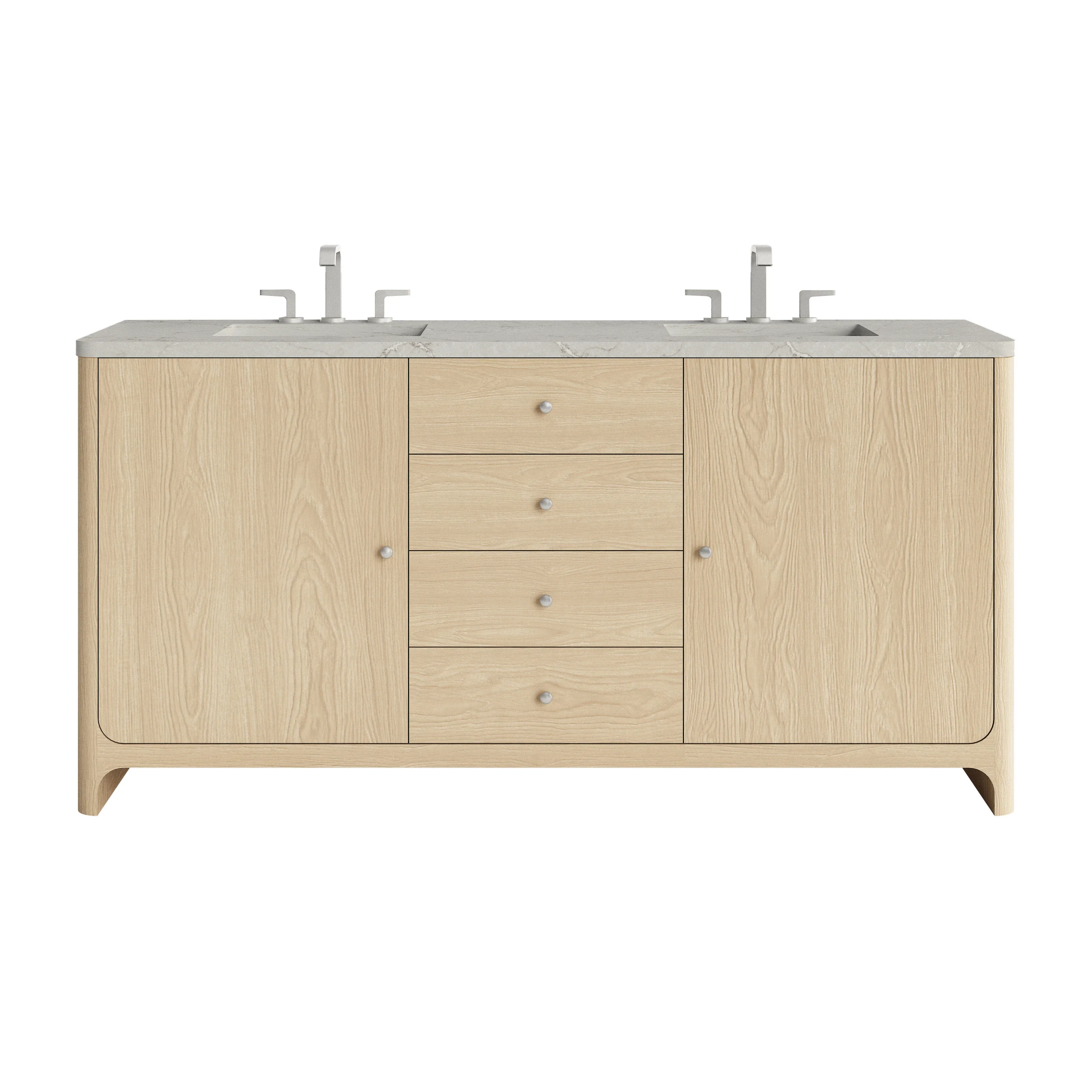 Gracyn 72" Double Vanity, Coastal Driftwood, w/ 3 CM Victorian Silver Silestone Top w/ FreePower Wireless Charger